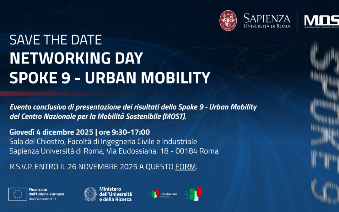 Spoke 9 Urban Mobility (MOST) – Evento conclusivo – Roma, 4 dicembre Università “La Sapienza”